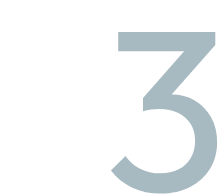 A large, bold, gray-blue number 3 overlaps two faint white letter Vs on a light gray background.